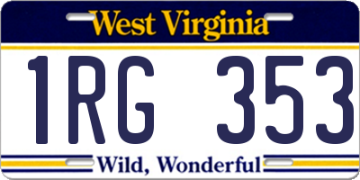 WV license plate 1RG353