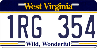 WV license plate 1RG354
