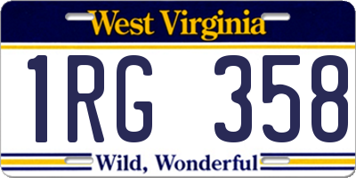 WV license plate 1RG358