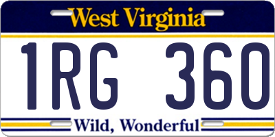 WV license plate 1RG360