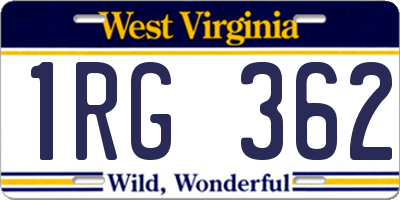 WV license plate 1RG362