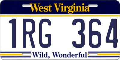 WV license plate 1RG364