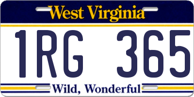 WV license plate 1RG365