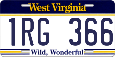 WV license plate 1RG366