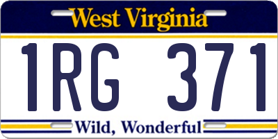 WV license plate 1RG371