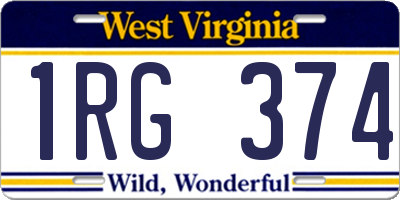 WV license plate 1RG374
