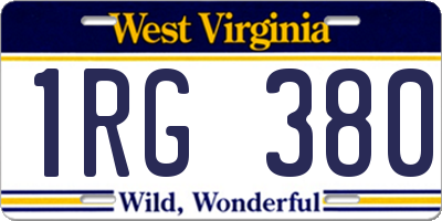 WV license plate 1RG380
