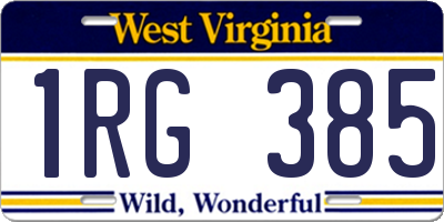 WV license plate 1RG385