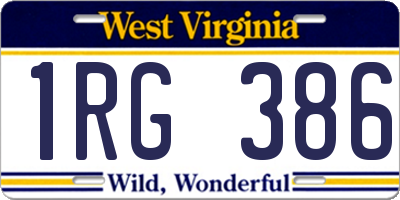 WV license plate 1RG386