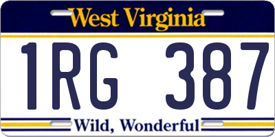 WV license plate 1RG387