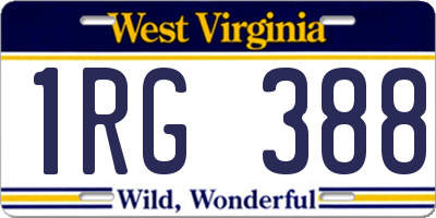 WV license plate 1RG388