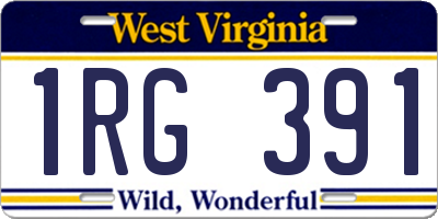 WV license plate 1RG391