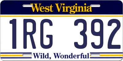 WV license plate 1RG392