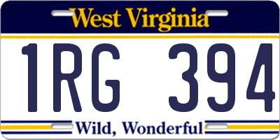 WV license plate 1RG394