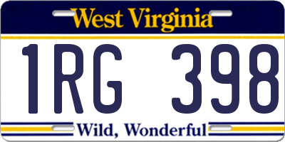 WV license plate 1RG398