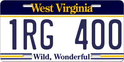 WV license plate 1RG400