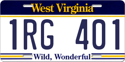 WV license plate 1RG401