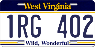 WV license plate 1RG402