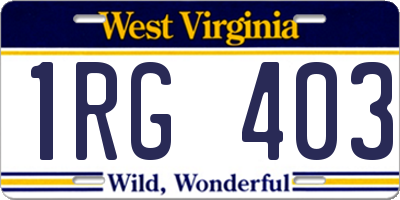 WV license plate 1RG403