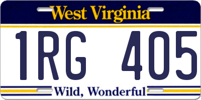 WV license plate 1RG405
