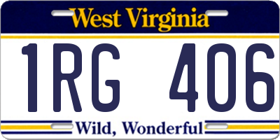 WV license plate 1RG406