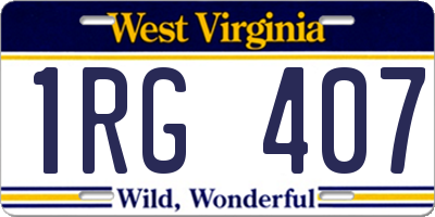 WV license plate 1RG407