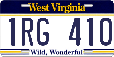 WV license plate 1RG410
