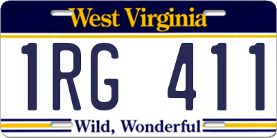 WV license plate 1RG411