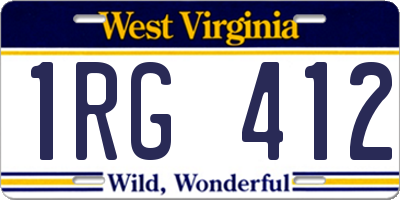 WV license plate 1RG412