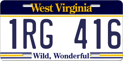 WV license plate 1RG416