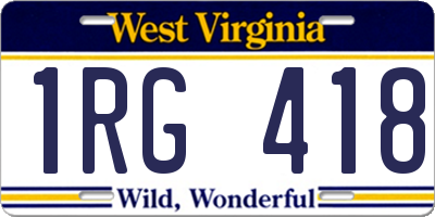 WV license plate 1RG418