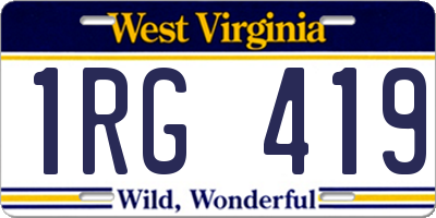 WV license plate 1RG419