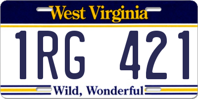 WV license plate 1RG421