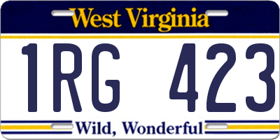 WV license plate 1RG423