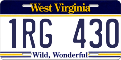 WV license plate 1RG430