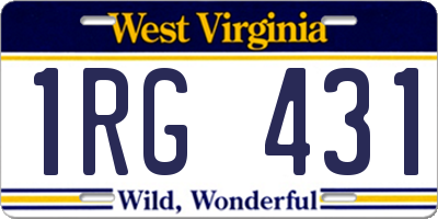 WV license plate 1RG431