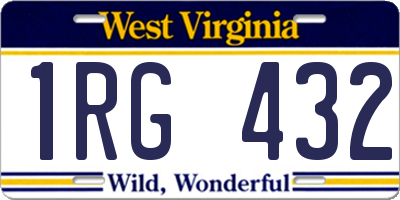 WV license plate 1RG432