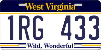 WV license plate 1RG433