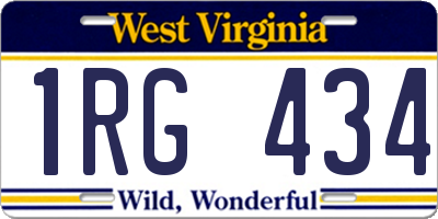 WV license plate 1RG434