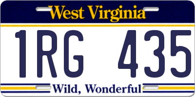 WV license plate 1RG435