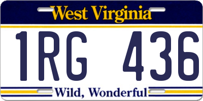 WV license plate 1RG436