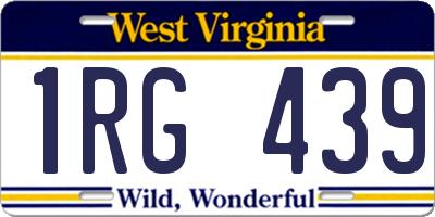 WV license plate 1RG439