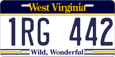 WV license plate 1RG442