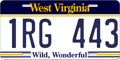 WV license plate 1RG443