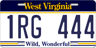 WV license plate 1RG444