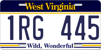 WV license plate 1RG445