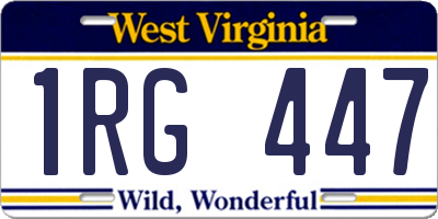 WV license plate 1RG447