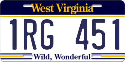 WV license plate 1RG451