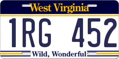 WV license plate 1RG452