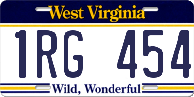 WV license plate 1RG454